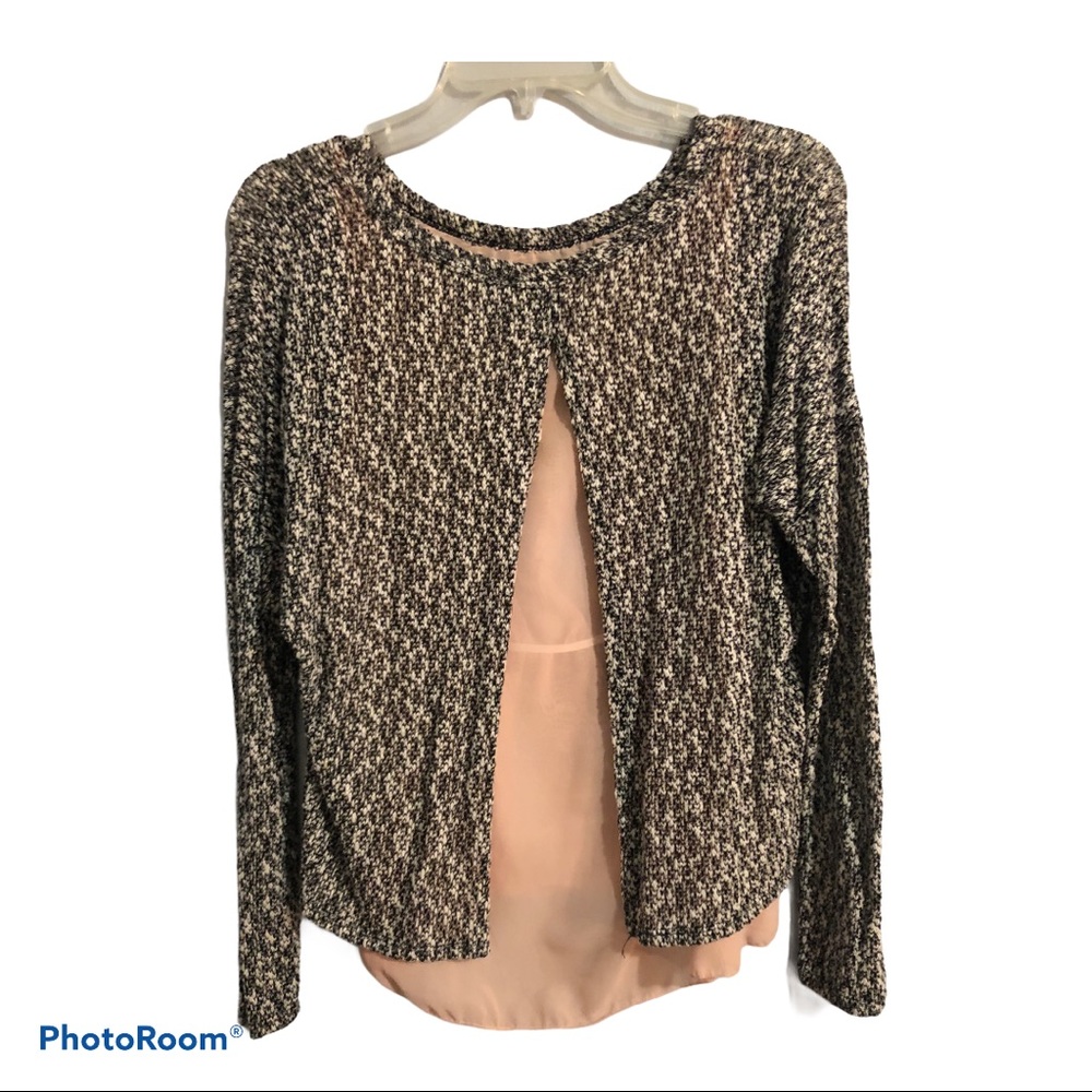Rue21 Black/White Knit Sweater with pink underlay - Picture 2 of 4